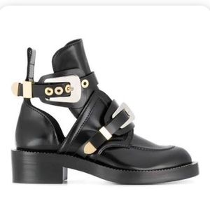 Balenciaga Black Leather Ankle Boots